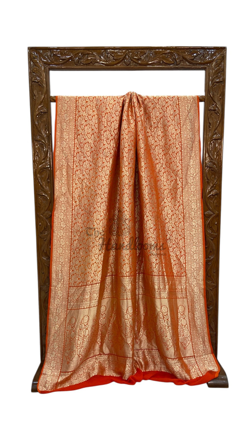 Khaddi Georgette Handloom Banarasi Saree - Tanchui Brocade - The Handlooms