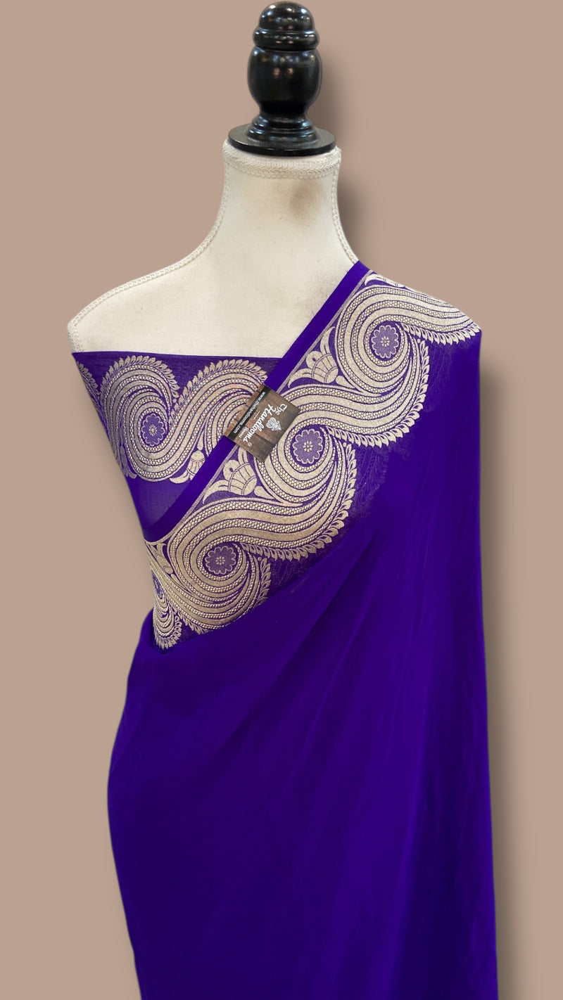 Khaddi Georgette Handloom Banarasi Saree - The Handlooms