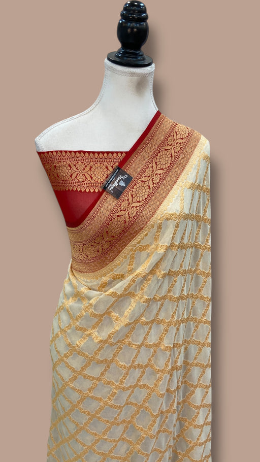 Khaddi Georgette Banarasi Saree - Gold zari - The Handlooms