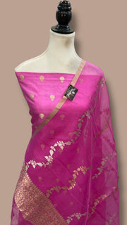 Pure Katan Silk Handlooms Banarasi Dress Material With Organza Dupatta - The Handlooms