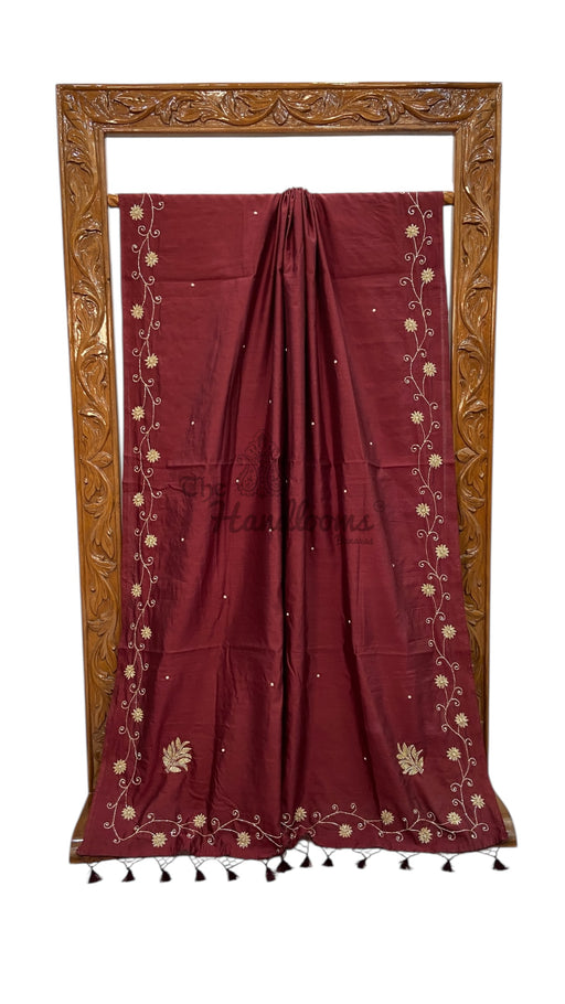 Pure Moonga Georgette Handloom Banarasi Saree With Handwork - The Handlooms