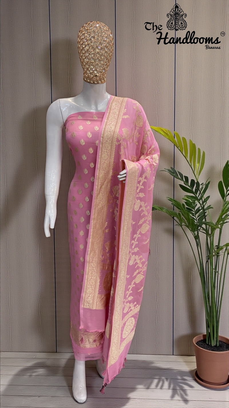 Khaddi Georgette Handlooms Banarasi Dress material - The Handlooms