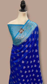 Pure Dupion Silk Banarasi Saree - Gold Zari - The Handlooms