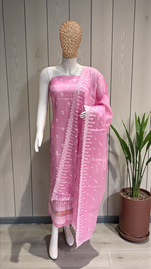 Pure Tussar Chikankari Handloom Banarasi Dress Material - The Handlooms