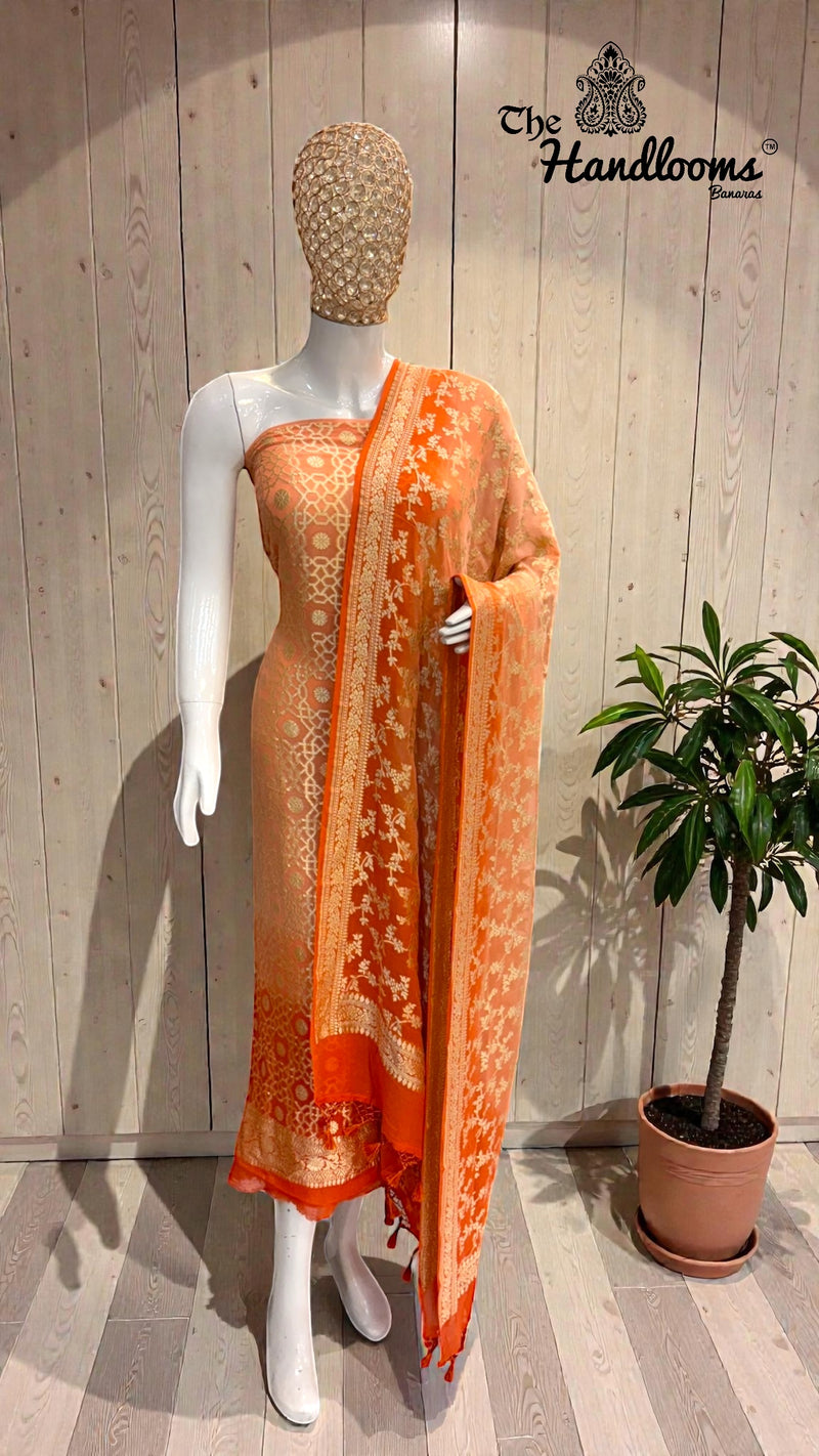 Khaddi Georgette Banarasi Dress material Water Zari