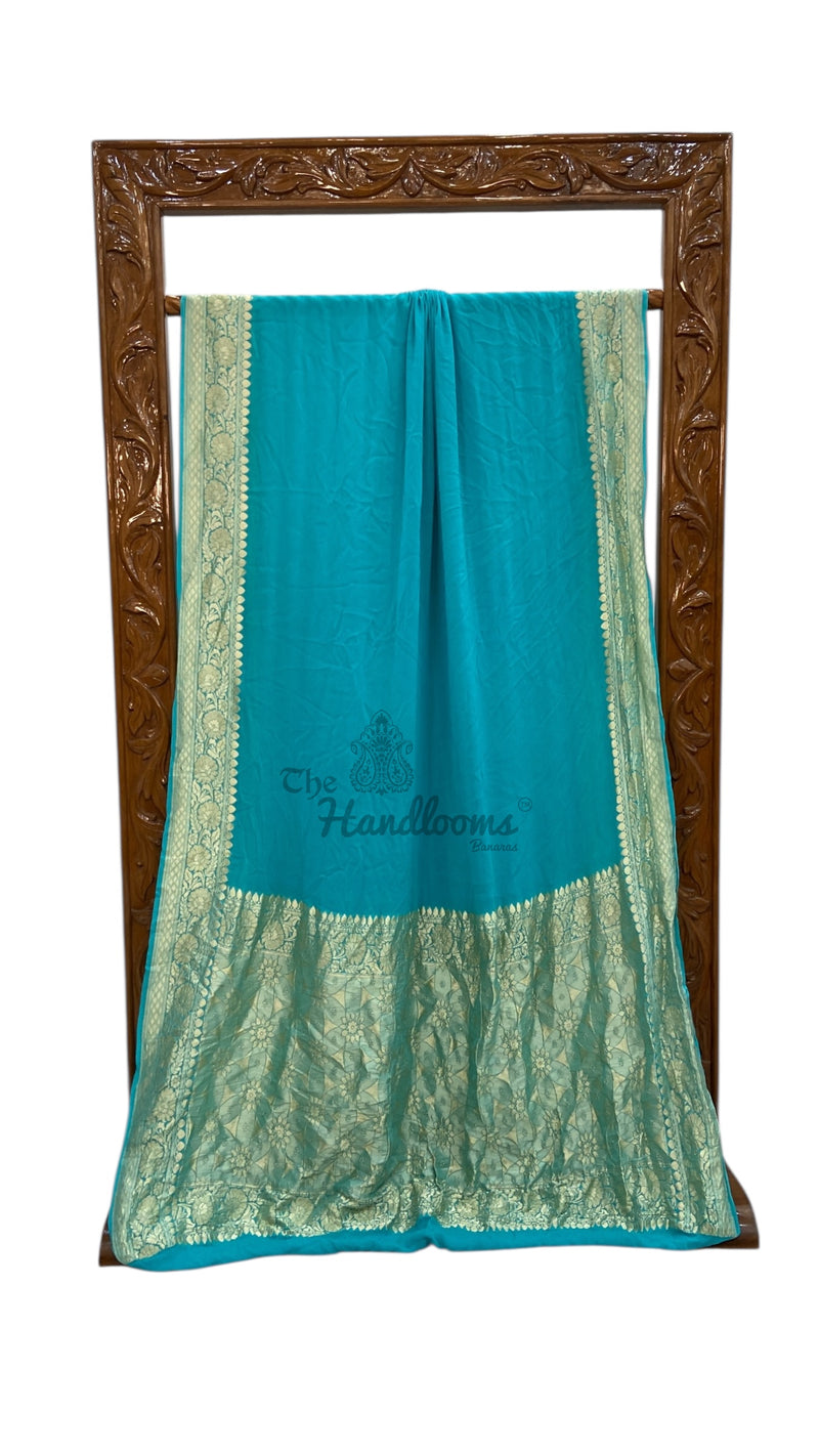 Khaddi Georgette Handloom Banarasi Saree - The Handlooms