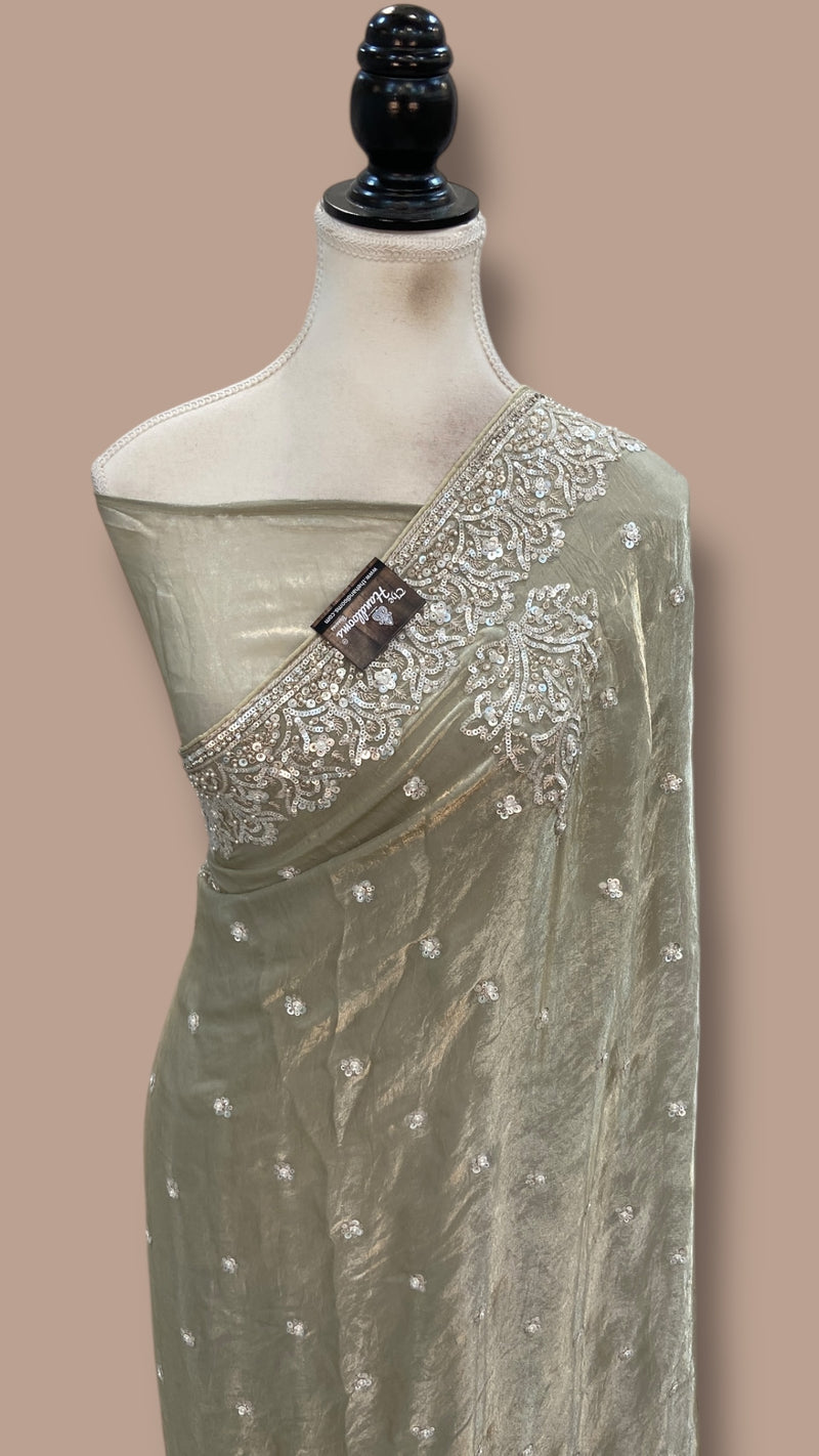 Tissue Silk Banarasi Saree With Handwork