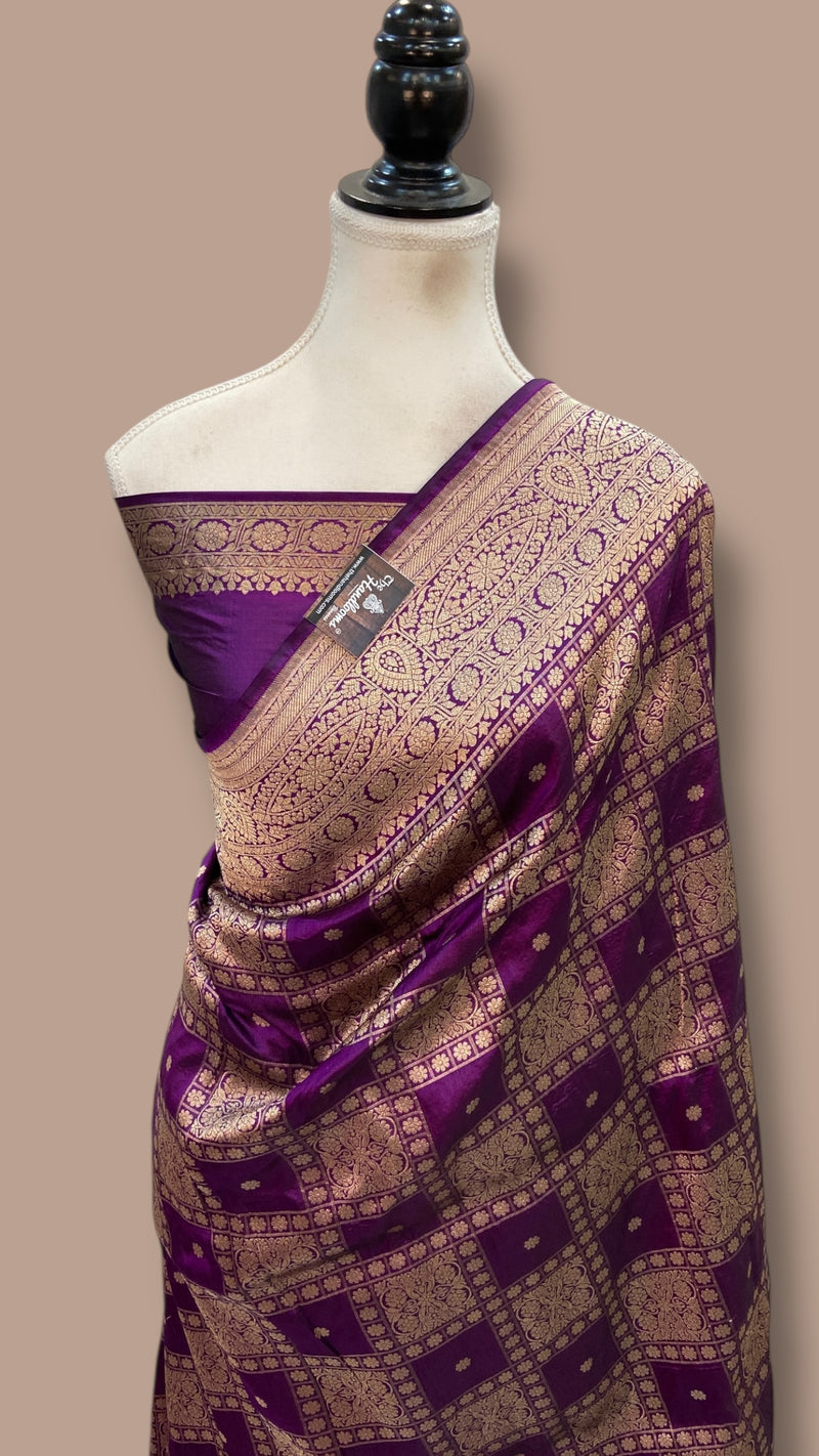 Pure Katan Silk Banarasi Handloom Saree - All Over Jaal Work