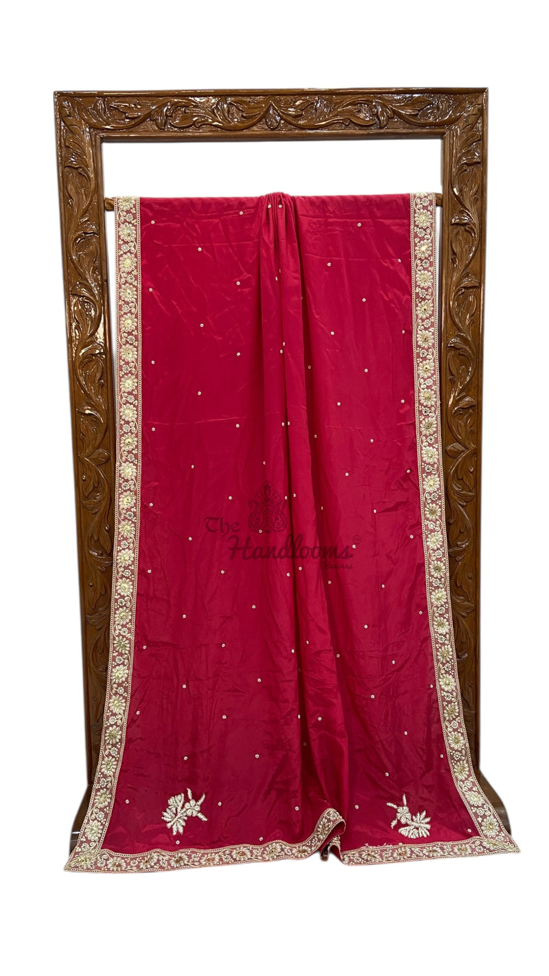 Pure Crepe Silk Handloom Banarasi Saree with Handwork