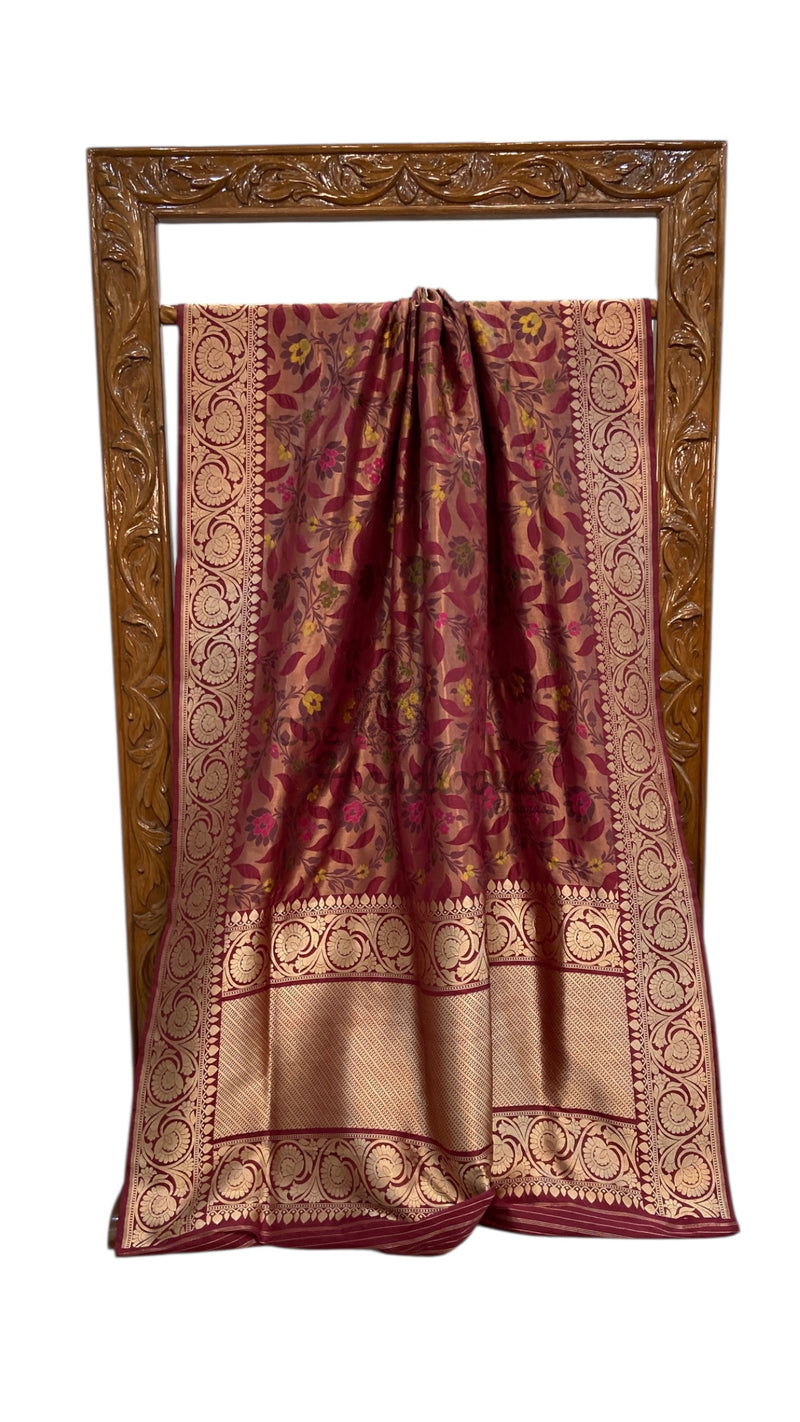 Regal Pure Katan Silk Banarasi Saree – Handwoven Tanchui Brocade With Meenakari Jaal Work