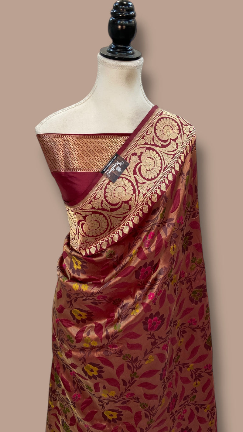 Regal Pure Katan Silk Banarasi Saree – Handwoven Tanchui Brocade With Meenakari Jaal Work