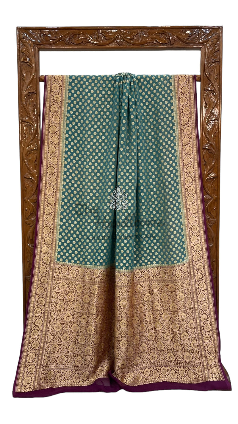 Pure Khaddi Georgette Banarasi Saree -  Gold zari - The Handlooms