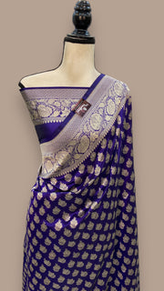 Pure Katan Silk Banarasi Handloom Saree - All Over Jaal Work - The Handlooms