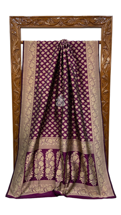 Pure Katan Silk Banarasi Handloom Saree - All Over Jaal Work