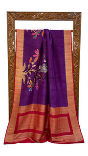 Pure Desi Tussar Handloom Banarasi Saree - All over kadua Weaving - The Handlooms