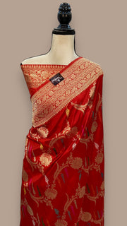 Pure Katan Silk Banarasi Handloom Saree - All over Sona Roopa kadiyal Jaal work - The Handlooms