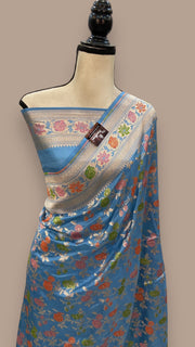 Pure Katan Silk Banarasi Handloom Saree - All over Jaal work with Meenakari - The Handlooms