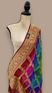 Pure Georgette Banarasi Bandhej Handloom Dupatta - The Handlooms