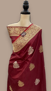 Pure Katan Silk Banarasi Handloom Saree - All over Sona Roopa Kadua motifs - The Handlooms
