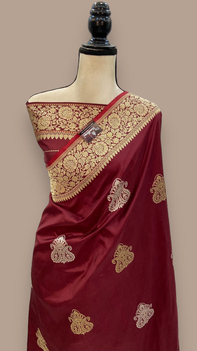 Pure Katan Silk Banarasi Handloom Saree - All over Sona Roopa Kadua motifs