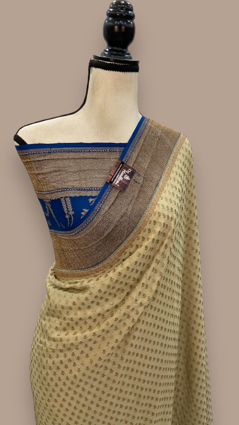 Khaddi Crepe Georgette Banarasi Saree -  Antique zari - The Handlooms