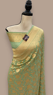 Khaddi Georgette Banarasi Saree - Gold zari - The Handlooms