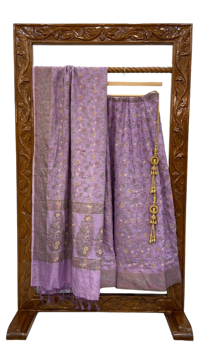 Pure Butter Crepe Handloom Banarasi Lehenga - Stitched - The Handlooms