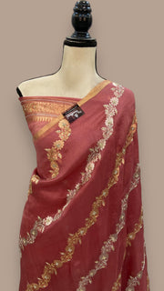Pure Kora  Handloom Banarasi Saree with zardosi and cut dana Handwork - The Handlooms