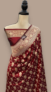 Pure Katan Silk Banarasi Handloom Saree - All over Jaal work - The Handlooms