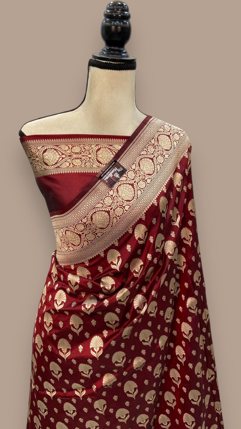 Pure Katan Silk Banarasi Handloom Saree - All over Jaal work - The Handlooms