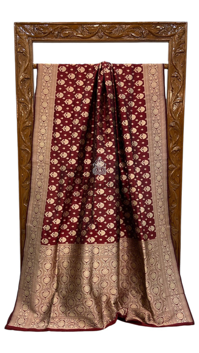 Pure Katan Silk Banarasi Handloom Saree - All over Jaal work