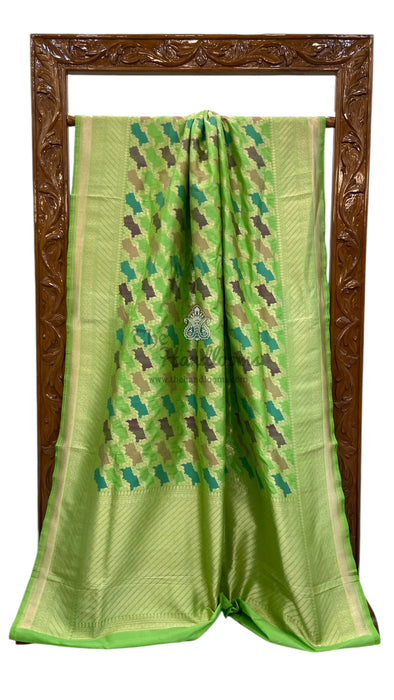 Pure Katan Silk Banarasi Handloom Saree - All over Jaal work - With Meenakari