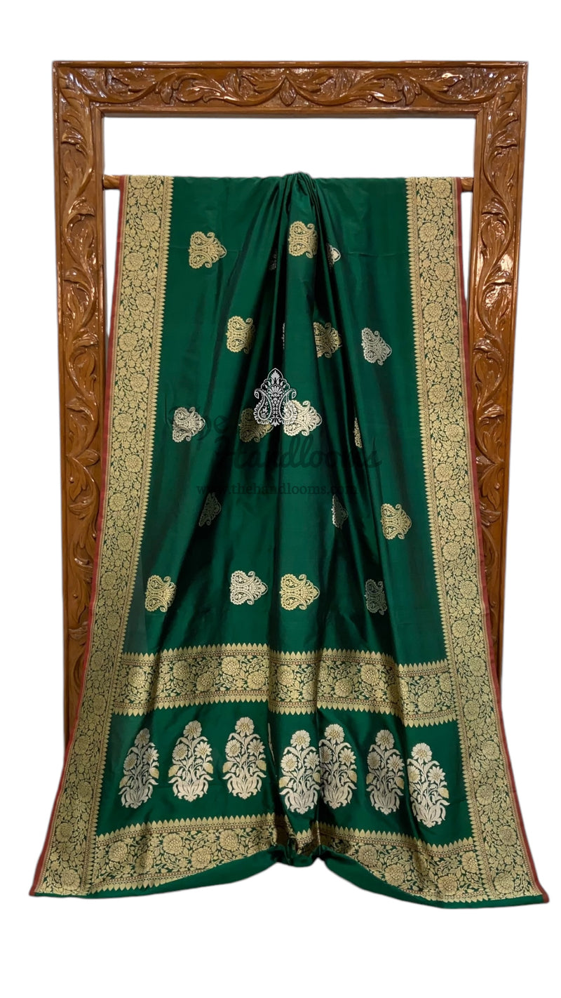 Pure Katan Silk Banarasi Handloom Saree - All over Sona Roopa Kadua motifs - The Handlooms