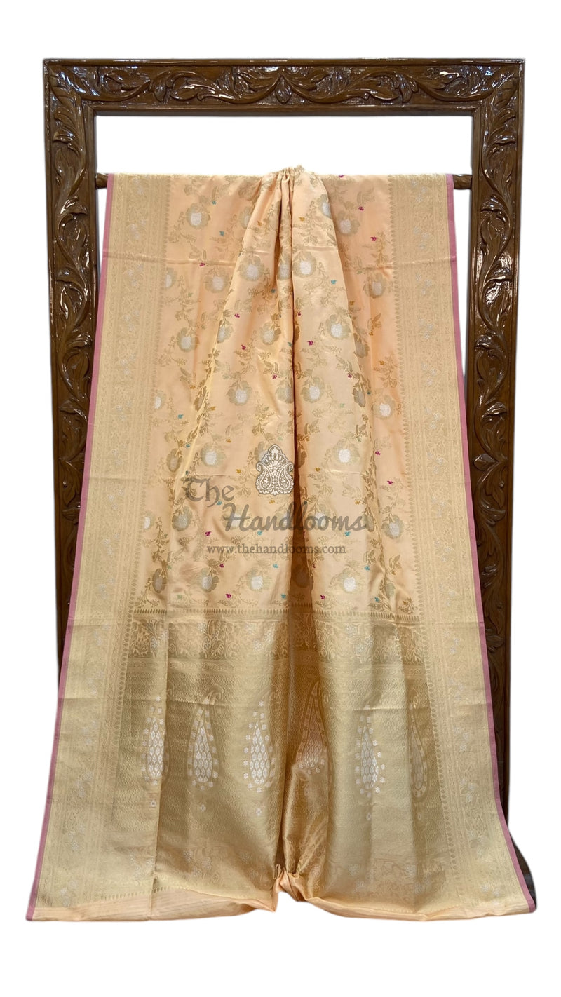 Ektara Pure Katan Silk Banarasi Handloom Saree - All over kadiyal Jaal work - The Handlooms