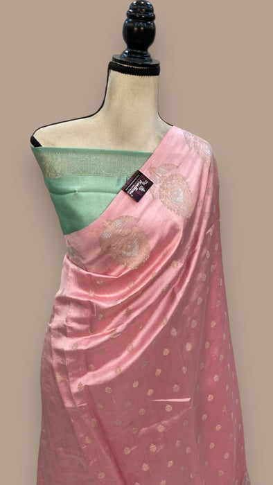 Pink Pure Mango Silk Banarasi Handloom Saree