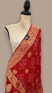 Pure Georgette Banarasi Bandhej Handloom Dupatta - The Handlooms
