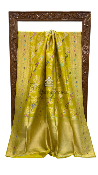 Pure Katan Silk Banarasi Handloom Saree - All over Sona Roopa kadiyal Jaal work