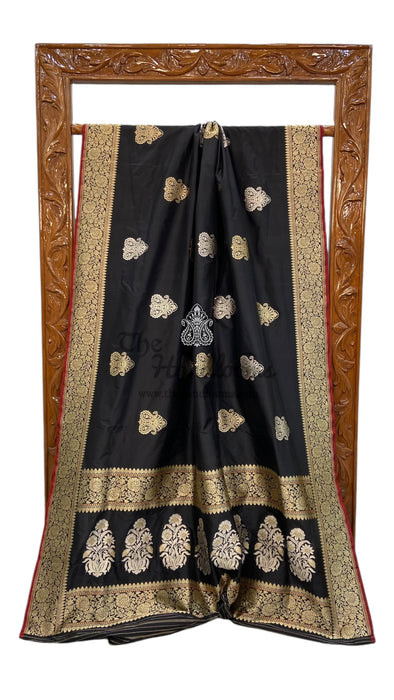 Pure Katan Silk Banarasi Handloom Saree - All over Sona Roopa Kadua motifs