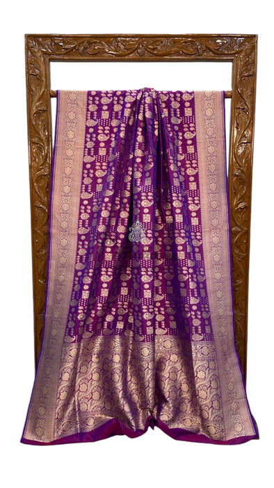 Pure Katan Silk Banarasi Handloom Saree - All over jaal work