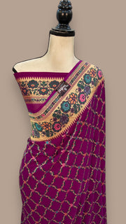Pure Georgette Banarasi Handloom Saree - with meenakari work - The Handlooms