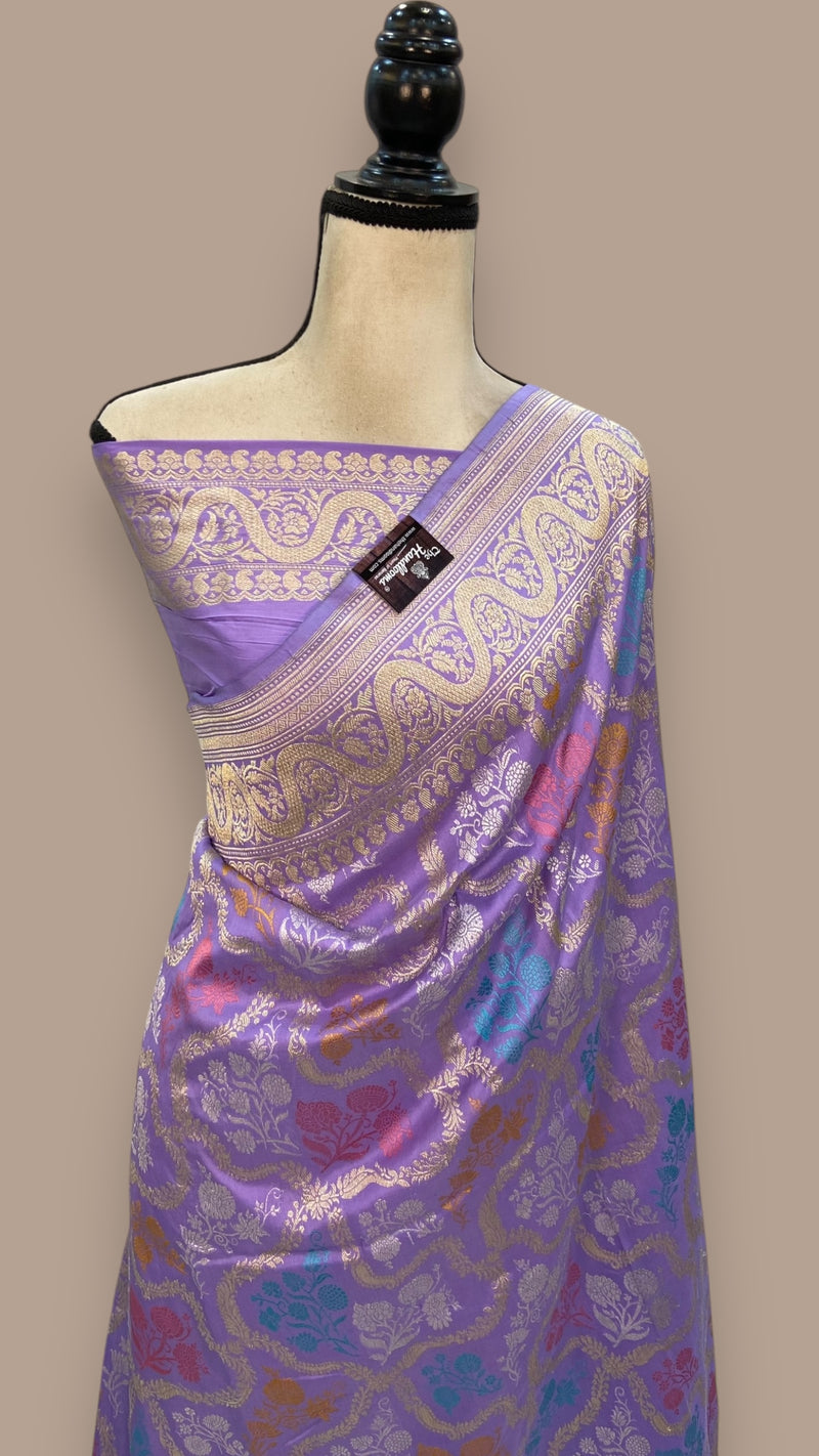Ektara Pure Katan Silk Banarasi Handloom Saree - All over kadiyal Jaal work - The Handlooms
