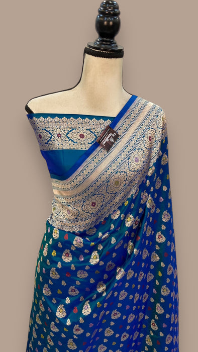 Pure Katan Silk Banarasi Handloom Saree - All over Sona Roopa Jaal work