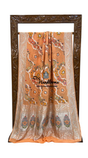 Pure Khaddi Georgette Handloom Banarasi Saree - All over Jaal Work With Meenakari - The Handlooms