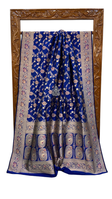 Pure Katan Silk Banarasi Handloom Saree - All over Jaal work - With Meenakari