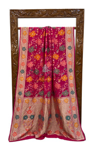 Pure Khaddi Georgette Handloom Banarasi Saree - All over Jaal Work With Meenakari - The Handlooms