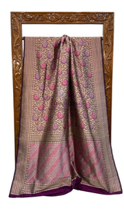 Pure Katan Silk Banarasi Handloom Saree - Tanchui Brocade With Meenakari - The Handlooms