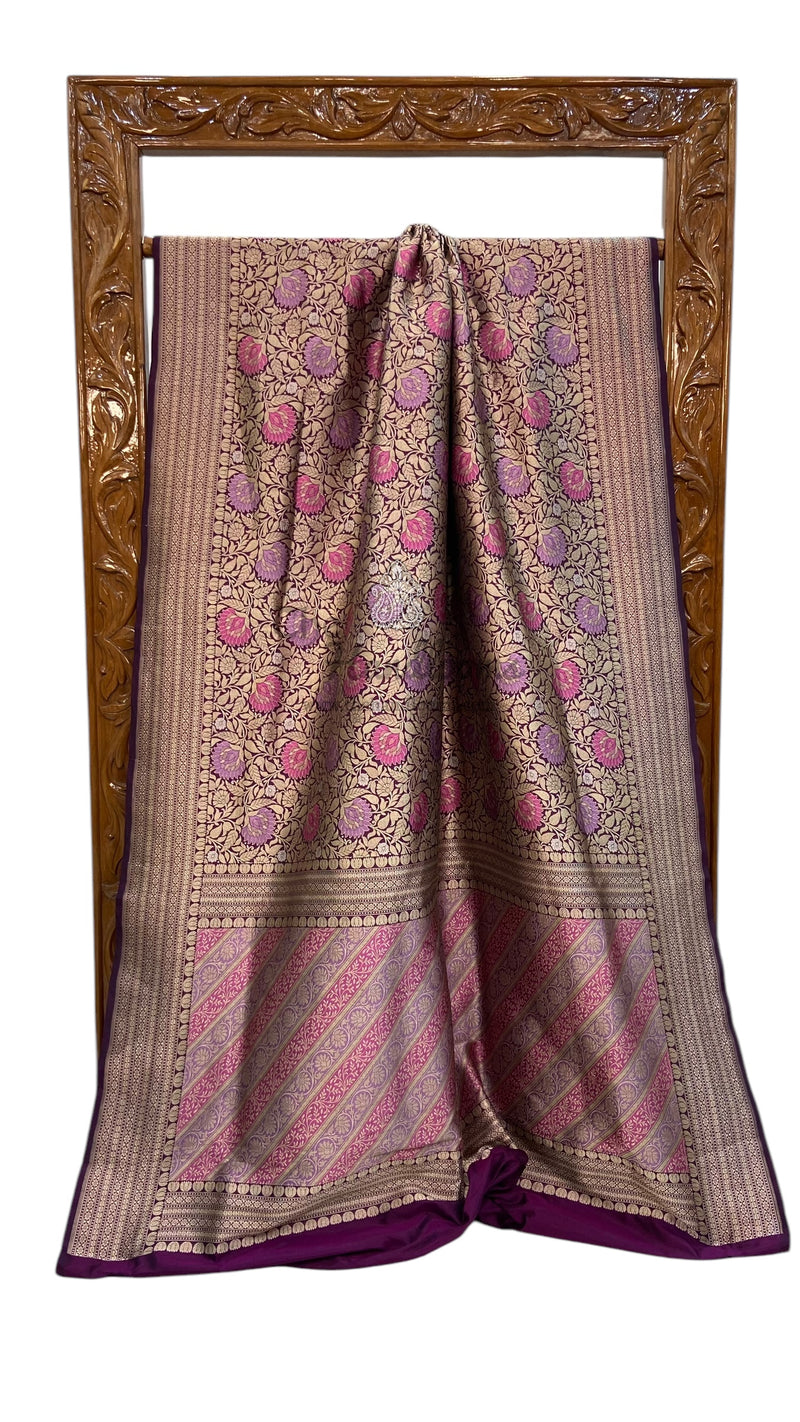 Pure Katan Silk Banarasi Handloom Saree - Tanchui Brocade With Meenakari - The Handlooms