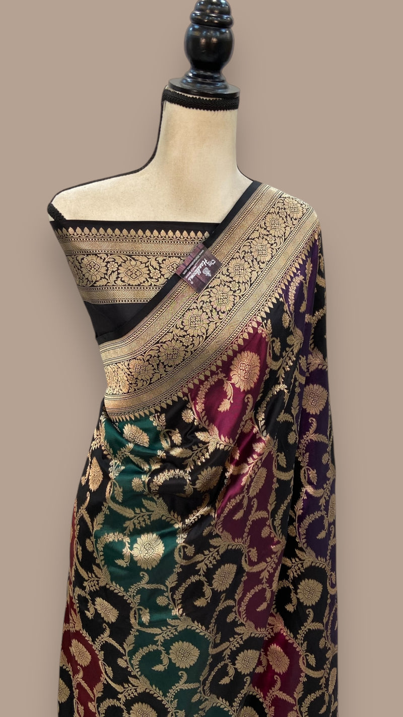 Pure Katan Silk Banarasi Handloom Saree - All over Jaal work with Meenakari - The Handlooms