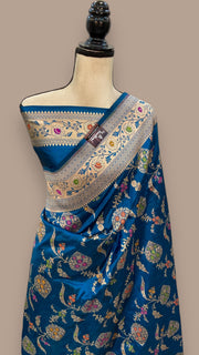 Pure Katan Silk Banarasi Handloom Saree - All over Jaal work - With Meenakari - The Handlooms