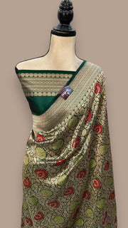 Pure Katan Silk Banarasi Handloom Saree - Tanchui Brocade With Meenakari - The Handlooms